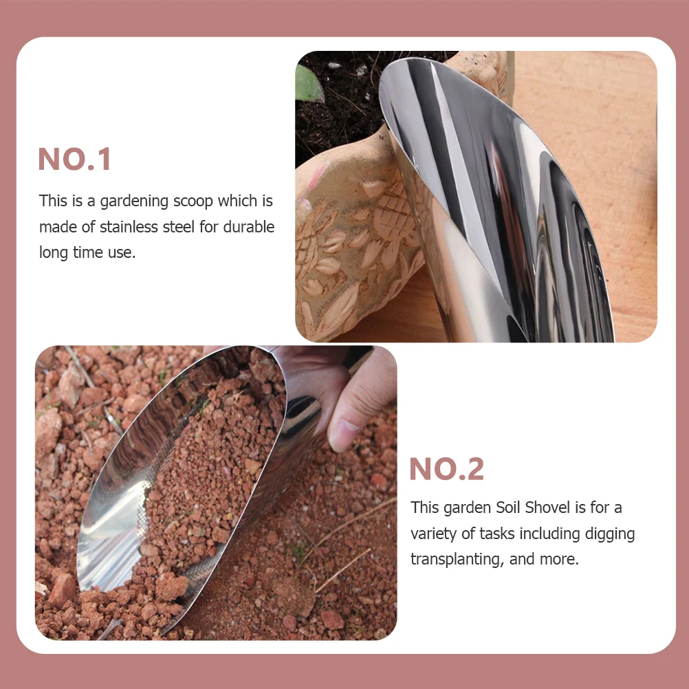 

2pcs Stainless Steel Planting Soil Shovel Bonsai Bucket Mini Digging Tool Garden Supply Lightweight Portable Gardening Scoop