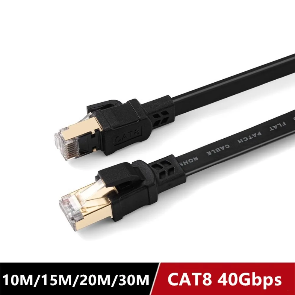 40Gbps 2000MHz Cat8 Kabel Ethernet Biały Płaski 15m 5m Rj45 Kabel Ethernet 20m 10m 8m 3m 2m Cat 8 Kabel sieciowy do laptopa komputerowego