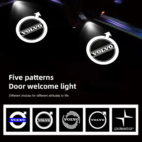 2PCs 자동차 도어 라이트 LED 환영 레이저 프로젝터 로고 램프 백라이트 볼보 Rdesign Polestar AWD V50 S60 XC60 S40 XC40 XC90 V6
