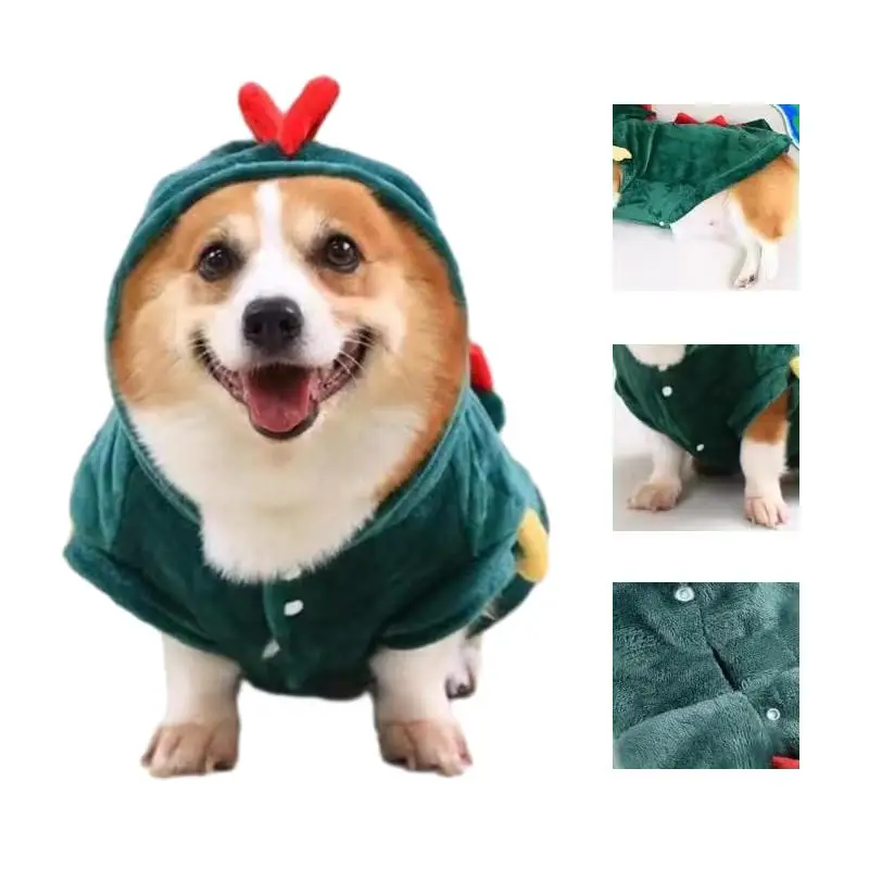 Puppy Dino Hoodies Pet Clothes Funny Costume For Christmas Soft Dinosaur Cat And Dog Hoodies Pet Clothes Funny Costume For Dog