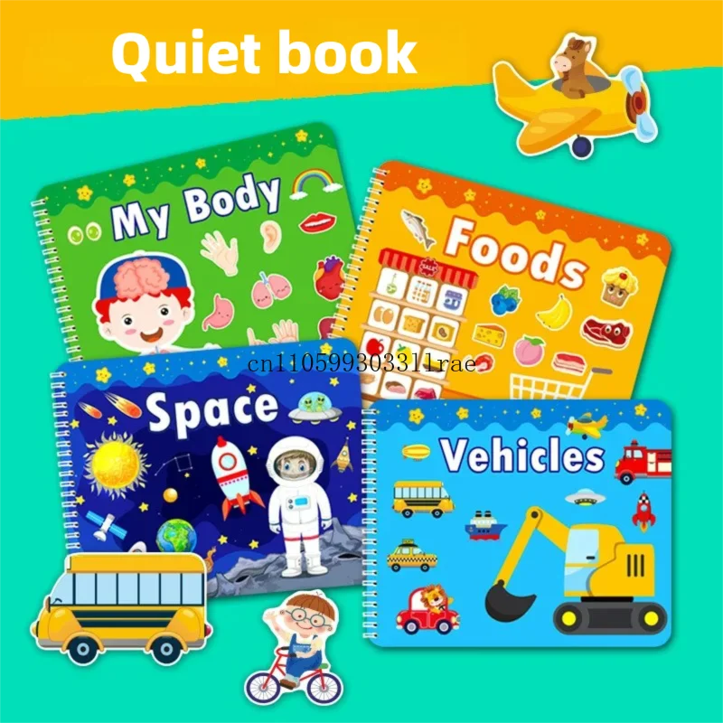 

Montessori Early Education Quiet Book Preschoolers Learning Cognitive Games Paste Busy Book Educational for Children