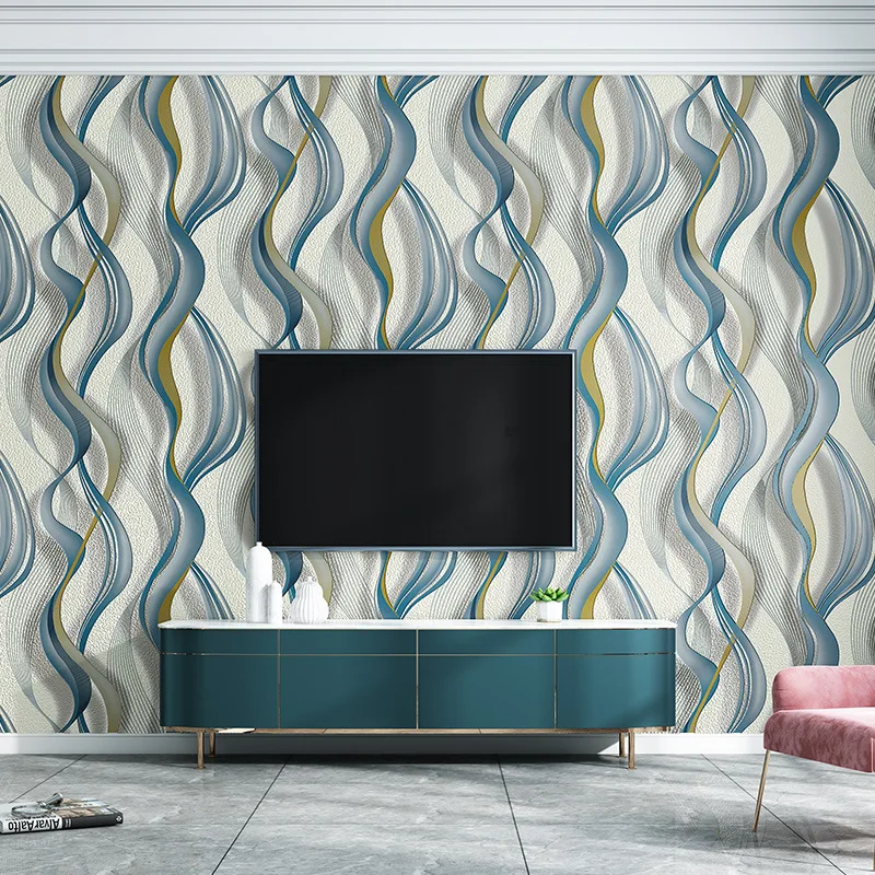 

3D Wavy Wallpaper Thickened Abstract Wallpaper TV Background Wall Velvet Wallpaper Living Room Decoration