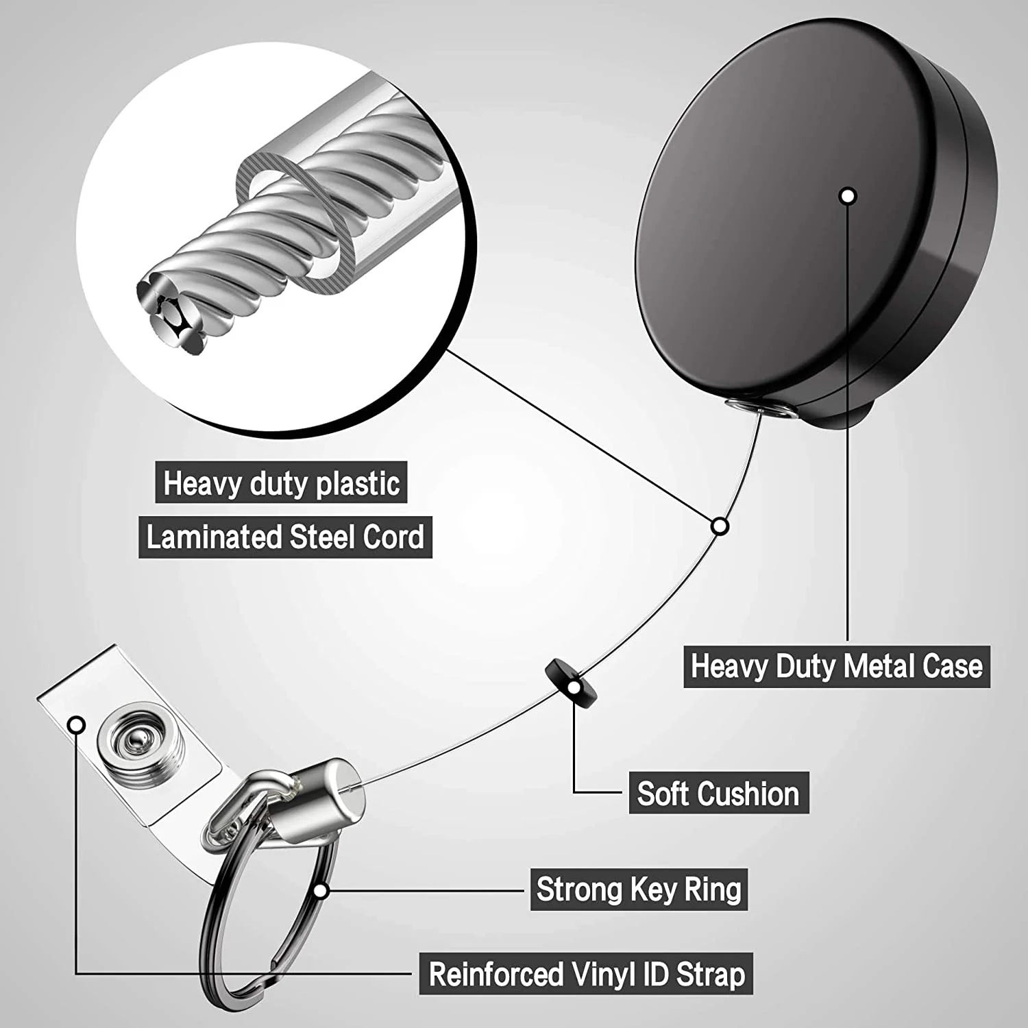 A45I 2PCS Retractable Badge Cords with Clip with Retractable Badge Card Holder for ID Card Key Badge Holder