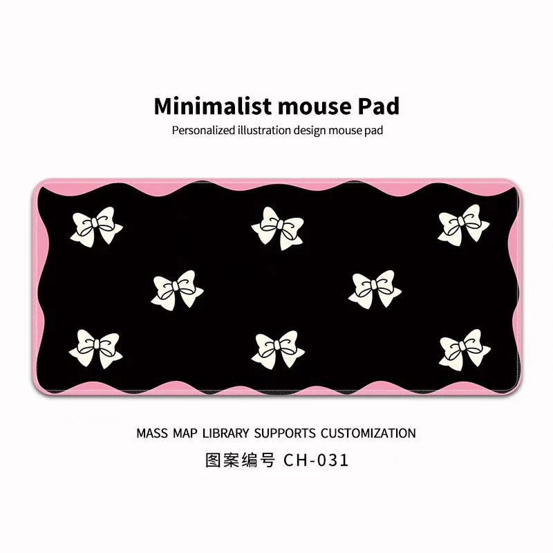

Simple oversized cute bow leather mouse pad, women's office keyboard pad high-end mouse Non-slip e-sports game computer desk pad