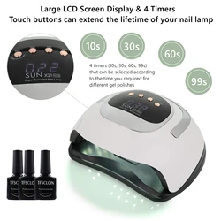 SUN X21 MAX-Máquina secadora de uñas, 72 LED, lámpara UV LED para esmalte de Gel de uñas, lámpara de curado de manicura, temporizador de 10/30/60/99s, pantalla LCD