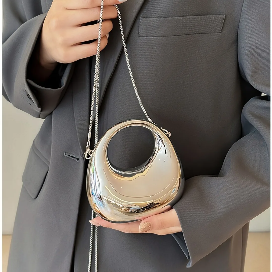 Mini goldene Abendtasche, Geldbörsen und Handtaschen, luxuriöse Designer-Umhängetaschen, lustige Form, Party, Hochzeit, glänzende Clutch aus Acryl – Detail 12