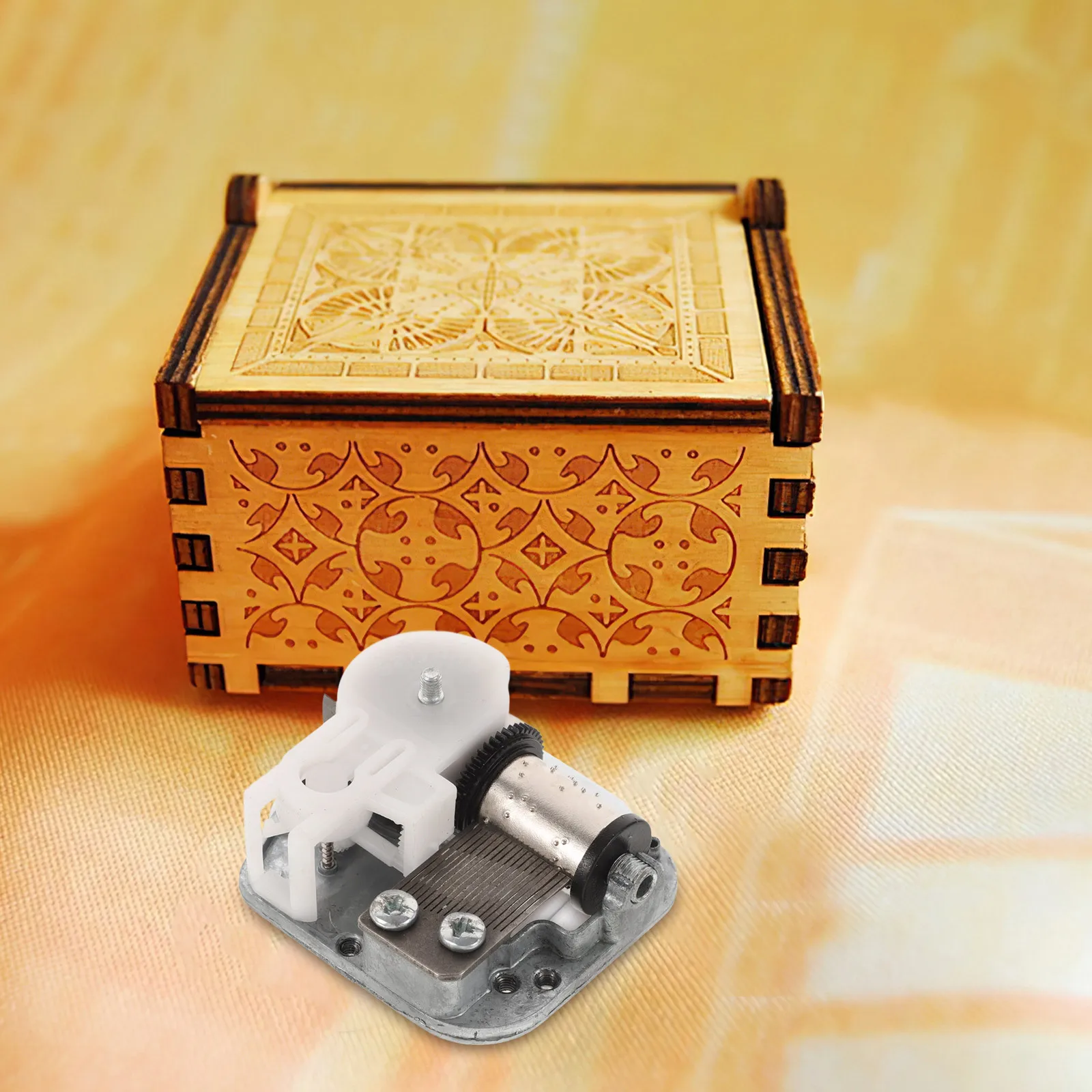 

Wind Up Music Box Movement Mechanism with Double-Headed Threaded Shaft M3.0 Reverse Tooth Mushroom Head for DIY Musical Craft
