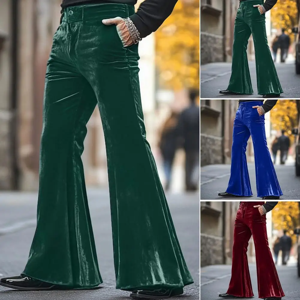 Pantaloni stile retrò da uomo Pantaloni da uomo di ispirazione vintage Pantaloni da uomo in velluto con fondo a campana stile retrò per la strada quotidiana per anni '70