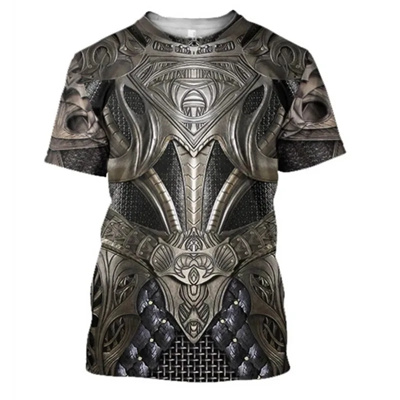 Men\'s Medieval Templar Armor 3D Printed T-shirt Street Fashion Unisex Casual Loose Large Summer Quick Dry Versatile Shirt