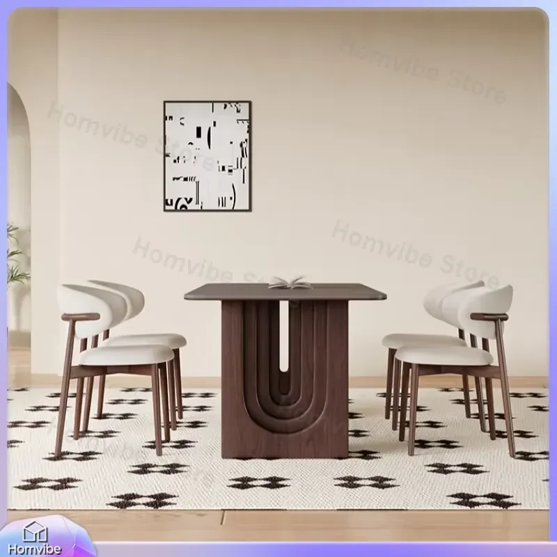 47 Inch Rectangular Farmhouse Dining Table for 6 People Modern Wooden Extendable Kitchen Table Large Top Dining Set Home