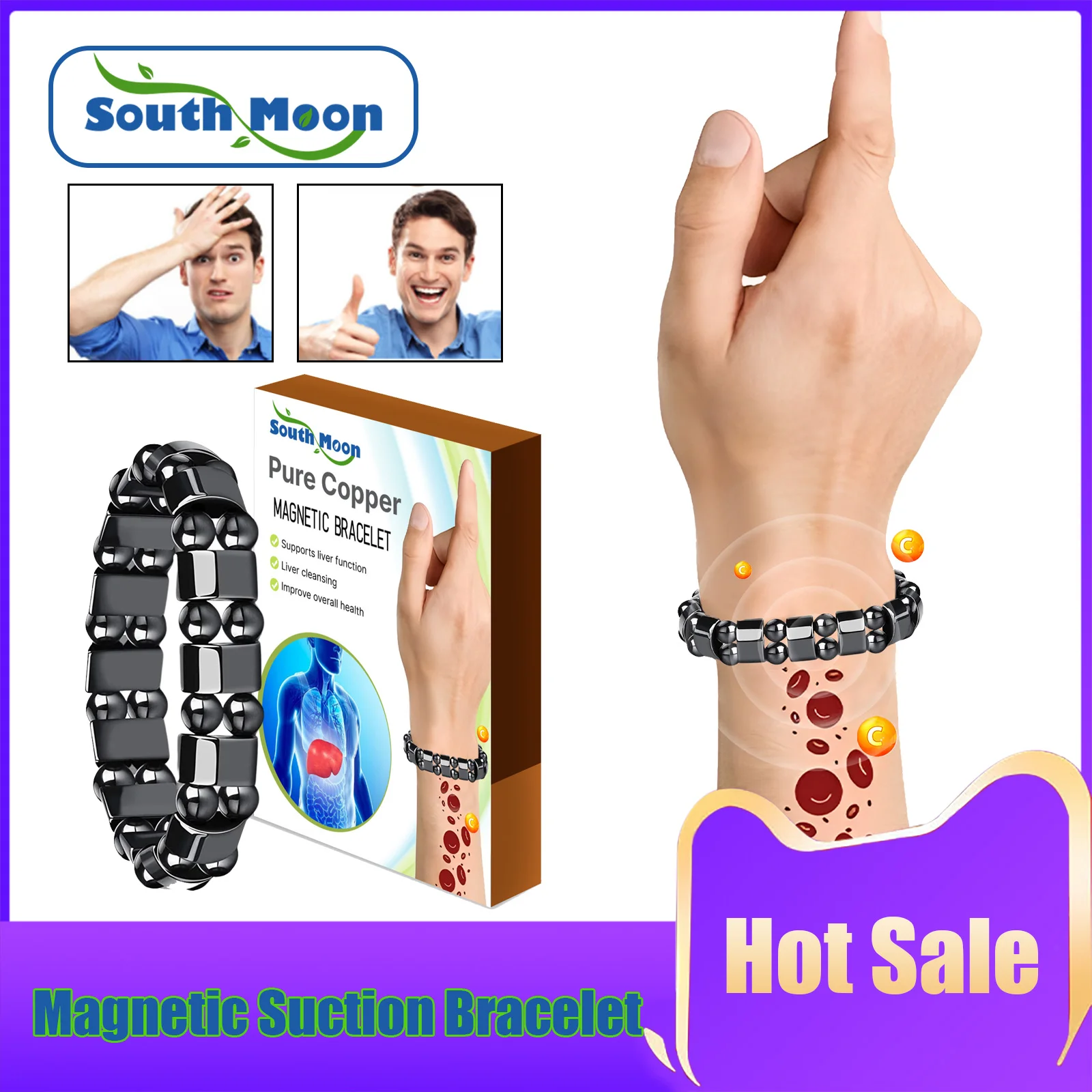 Pure Copper Magnetic Therapy Bracelet Adjustable Energy Slimming Muscle Tightening Improve Headaches Blood Sugar Care Bracelet