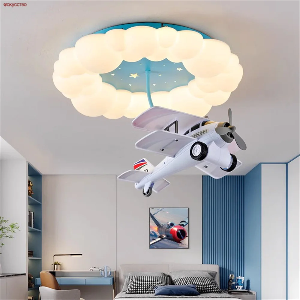 Boy Bedroom Cartoon Combat Airplane Ceiling Light Children Study Kindergarten Restaurant Decoration Fixtures Indoor Led Lamp