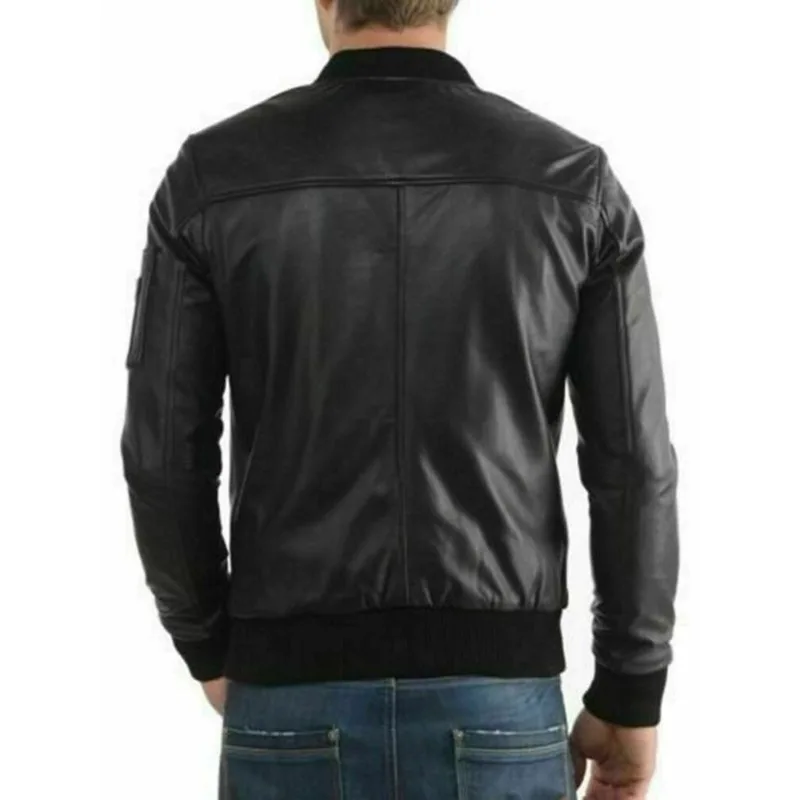 Men's Bomber Genuine Leather Jacket Lambskin Flight Military Jacket Fashion Trends