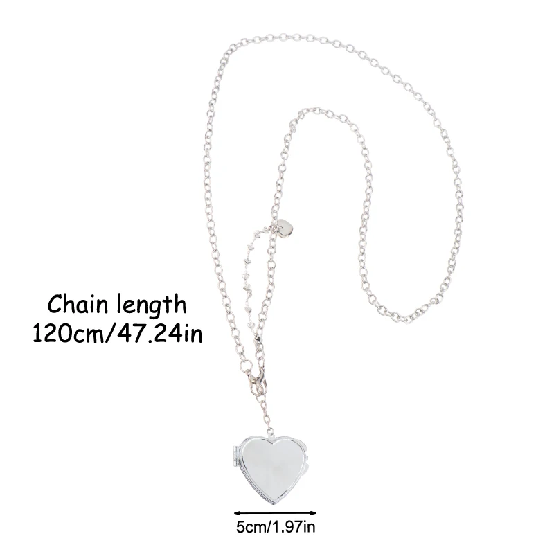 Ins Pearl Crossbody Shoulder Bag Chain Long Necklace W/Heart Mirror Pendant Pearl Shoudler Chain Personality Collares Jewelry
