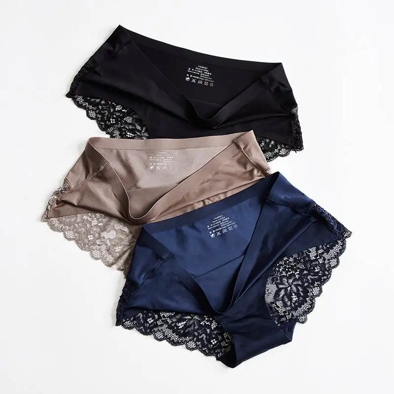 

Sexy Low Waist Lace Panties for Women New Intimate Underwear Comfortable Silk Material Color Home Clothes