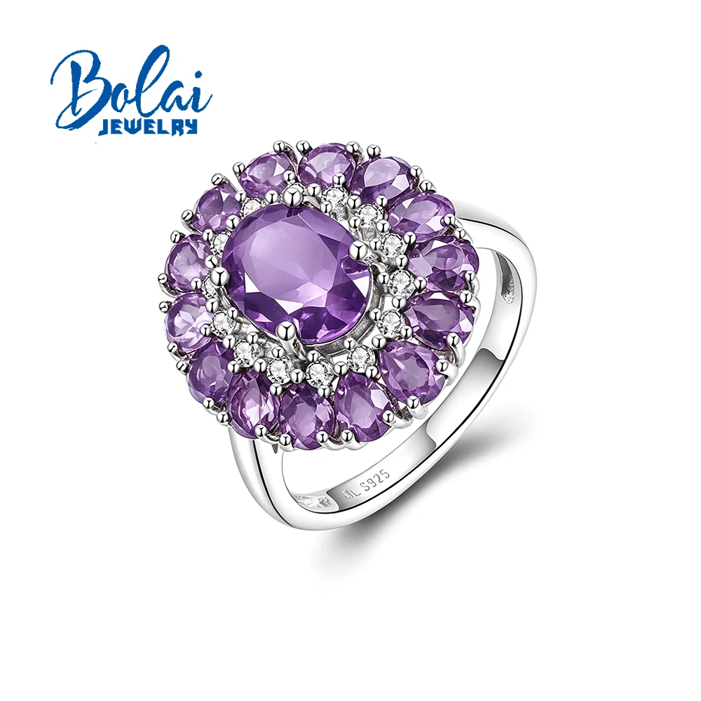 

Elegant 925 Sterling Silver Women's Ring Natural Amethyst real gemstone fine jewelry for women's anniversary gifts