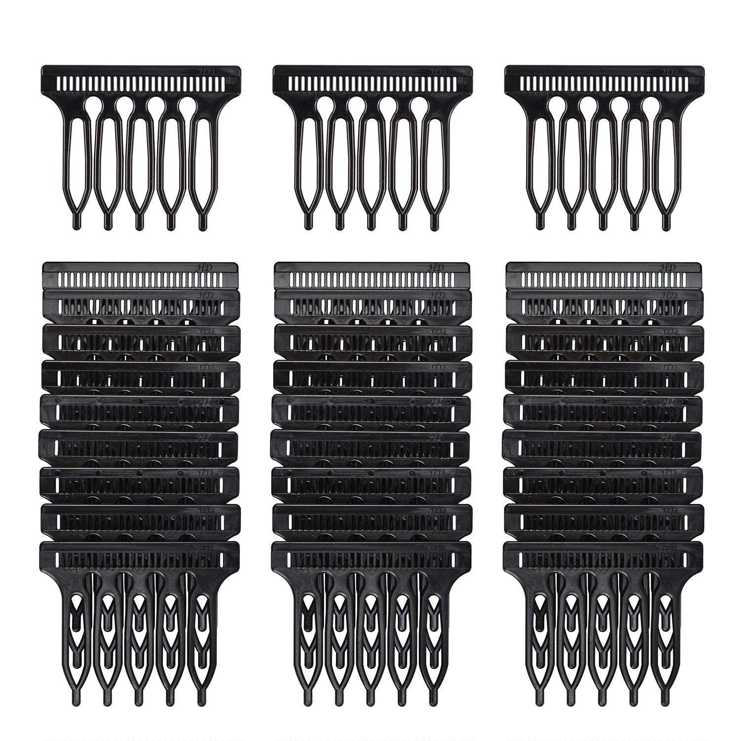 30 Pcs 5-teeth Wig Combs Hair Combs Black Plastic Clips for Lace Wigs Cap Making Wigs Accessories Styling Tools