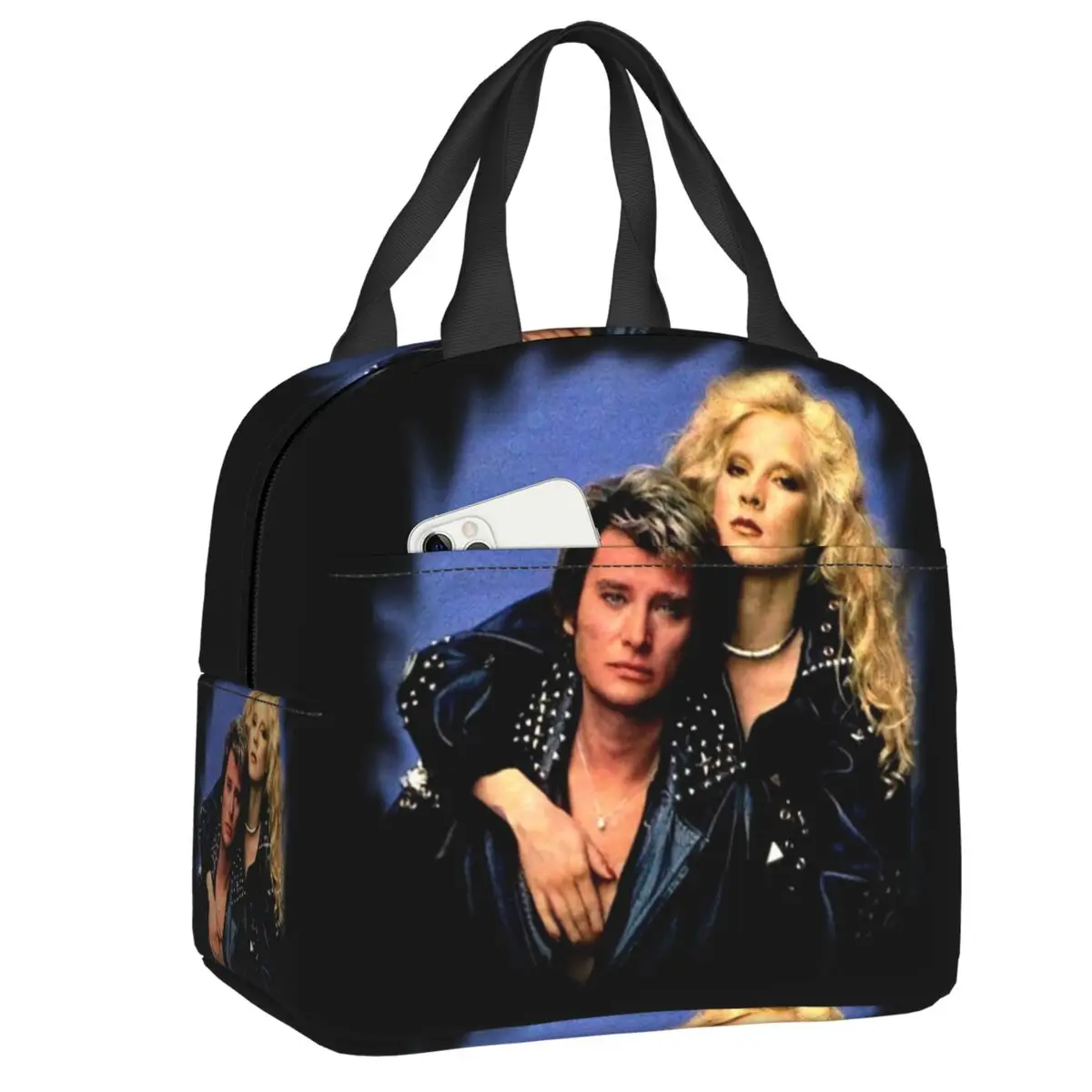

Custom Johnny Hallyday Lunch Bag Men Women Warm Cooler Insulated Lunch Box for Kids School Children