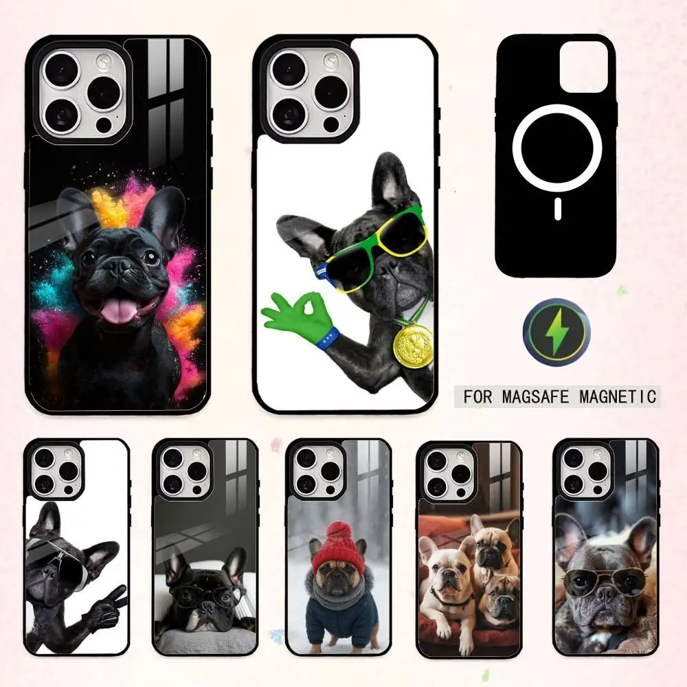 

F-French B-BulldogS Dog Phone Case For iPhone17,16,15,14,13,12,11 Plus,Pro Max Magnetic For Magsafe Wireless Charging