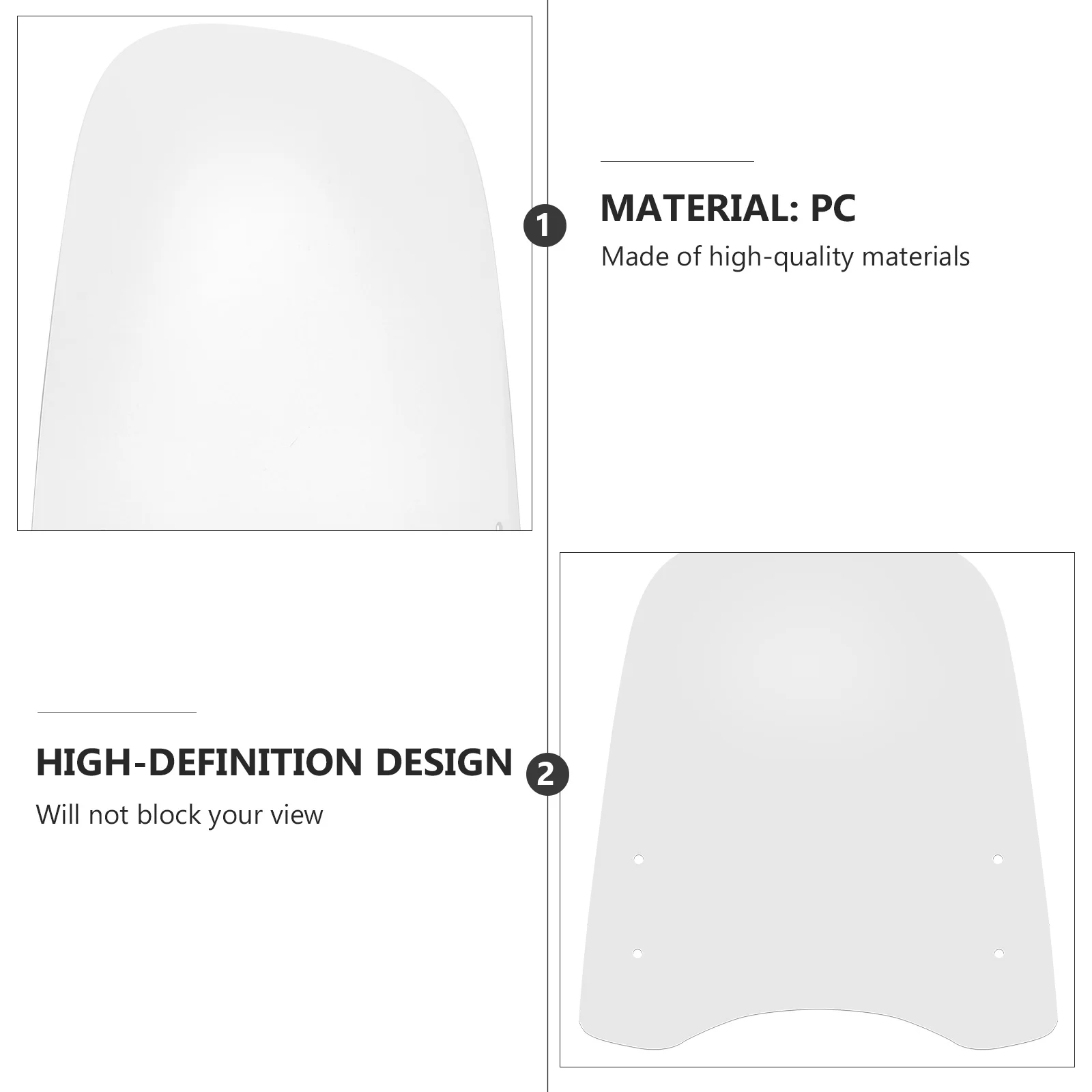 

Clear Plastic Pc Motorcycle Windscreen Universal Curved Wind Deflector Windproof Protector Scooter Windshield Scooter Windshield