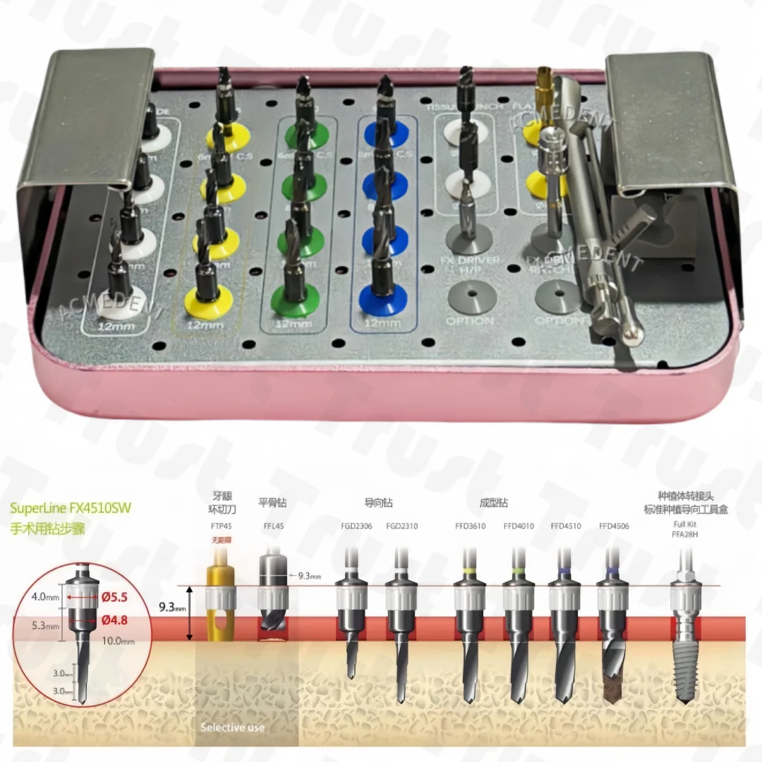 

Premium Implant Guided Digital Full Kit Conical Drills Stoppers Pilot Tissue Punch Drill High Quality Planting Guidance Tool Box