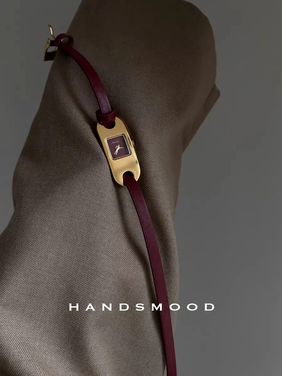 2025 Новые женские часы с длинным ремешком Ankora, красные двухслойные нишевые роскошные модные кожаные часы