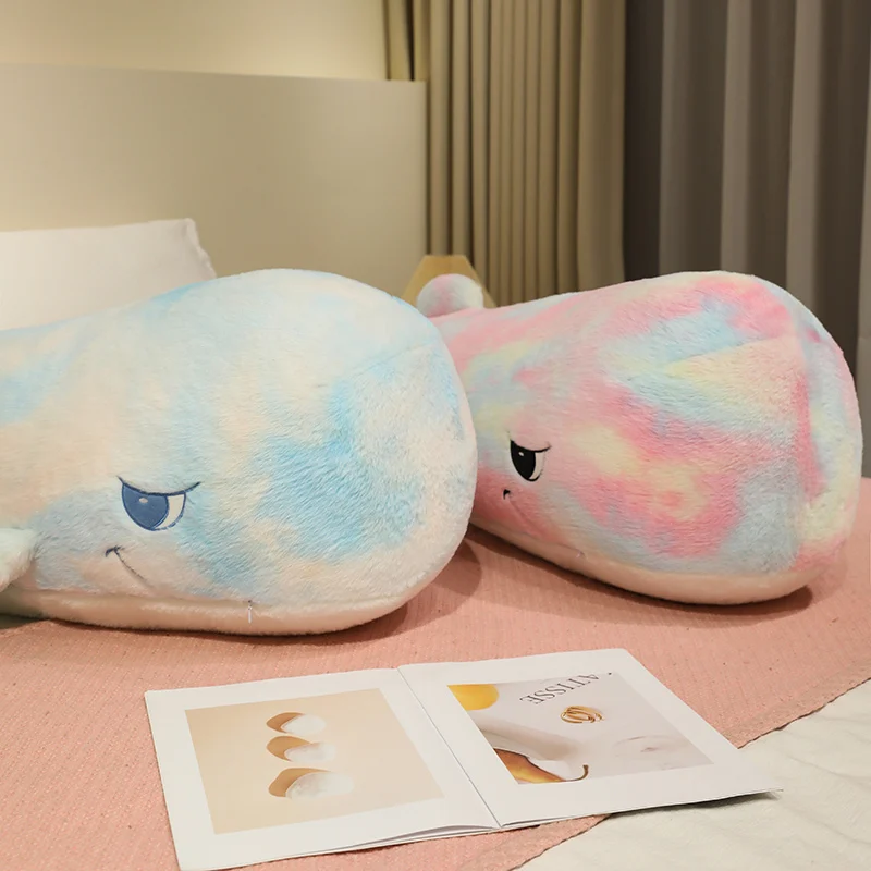 Big Size Cartoon Color Whale Plush Toys Soft Stuffed Animal Realistic Marine Killer Whale Sofa Cushion for Girls Gift Home Decor