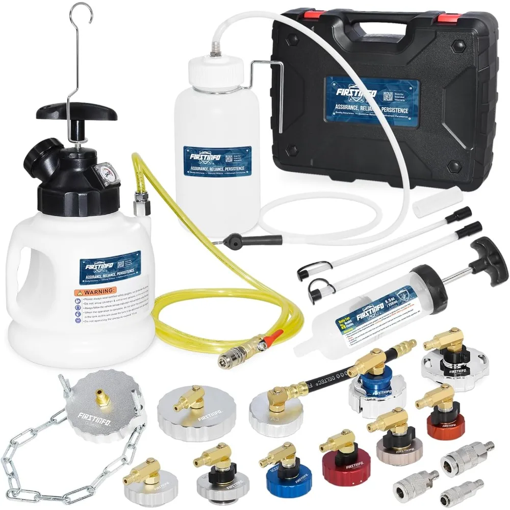 

FIRSTINFO A1163HK3 3L Manual Pressure Brake Fluid Bleeder Kit w/ 11 Pcs Metal Master Cylinder Reservoir Adapters