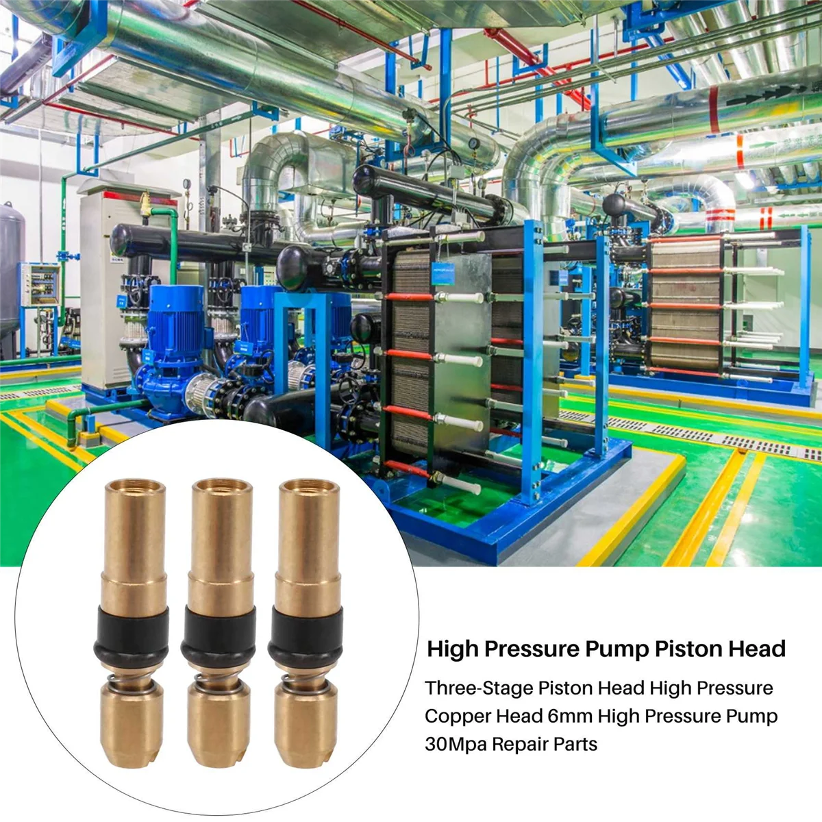 SCYA 3PCS Three-Stage Piston Head High Pressure Copper Head 6mm High Pressure Pump 30Mpa Repair Parts