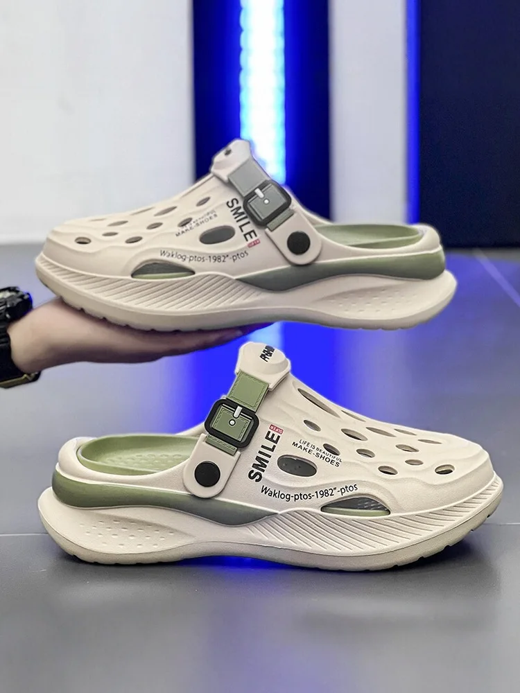 

Men's Summer Outdoor Wear Anti-Slip Driving Sport Head Cover Slippers Teenagers Step Sensation Soft Bottom Beach Sandals