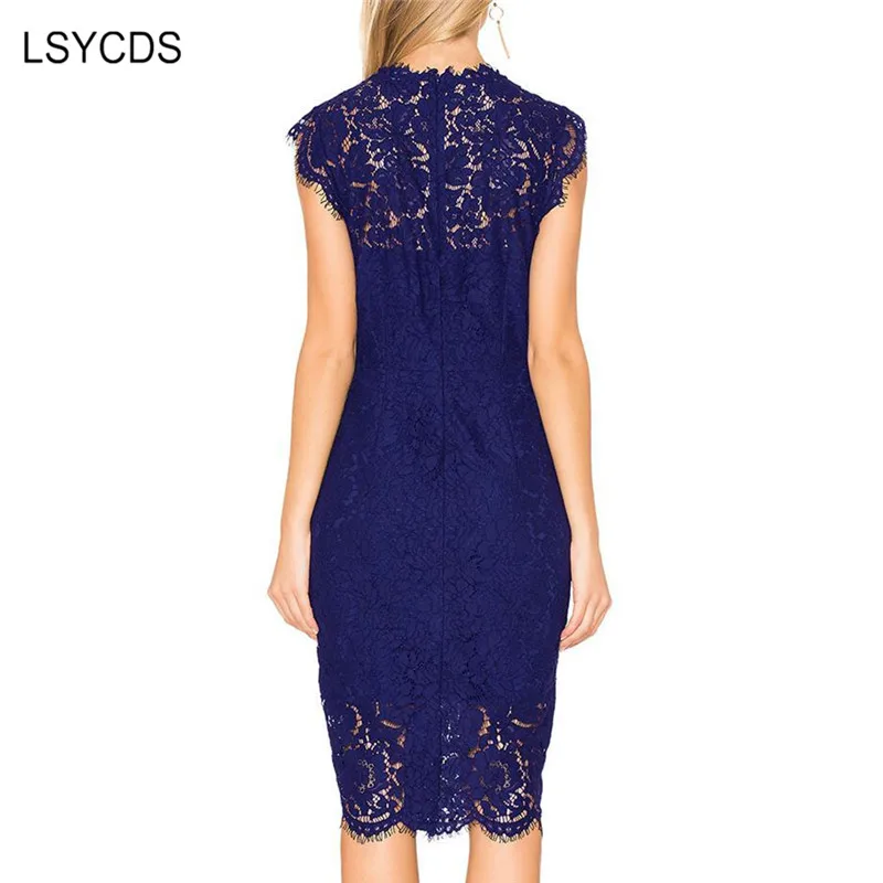 LSYCDS Robe Sexy Blue Dress Women Elegant Lace Black White Red Ladies Casual Dress Bodycon Summer Dresses Woman Party Night 2024