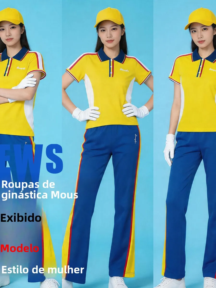 半袖黄色フィットネスオペレーションチームユニフォームスポーツウェア女性用ポリエステル素材パフォーマンスに適しており、すべての年齢層に適しています