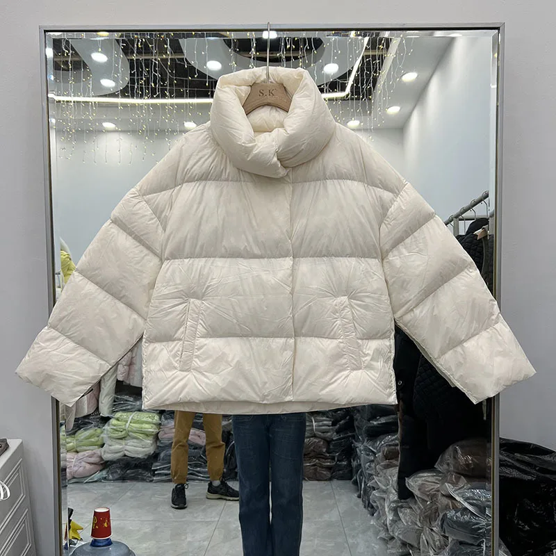 Oversized pato para baixo casacos de enchimento longo para baixo jaquetas inverno moda cocoon pão estilo para baixo casacos feminino grosso quente