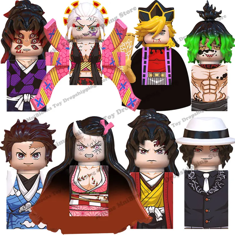 WM6138 Demon Slayer Daki Giyuutarou Douma Kibutsuji Muzan anime bricks mini action toy figures assemble toys dolls kids gifts