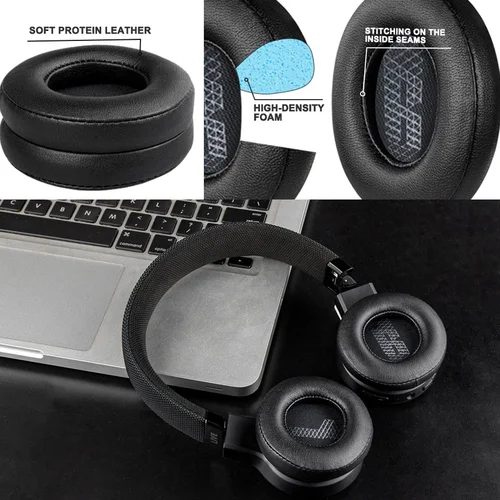 Imagen 2 del producto Almohadillas para auriculares JBL Live 400BT live 460NC, almohadillas de repuesto, orejeras, tela de malla suave, cubiertas de memoria, proteína de esponja