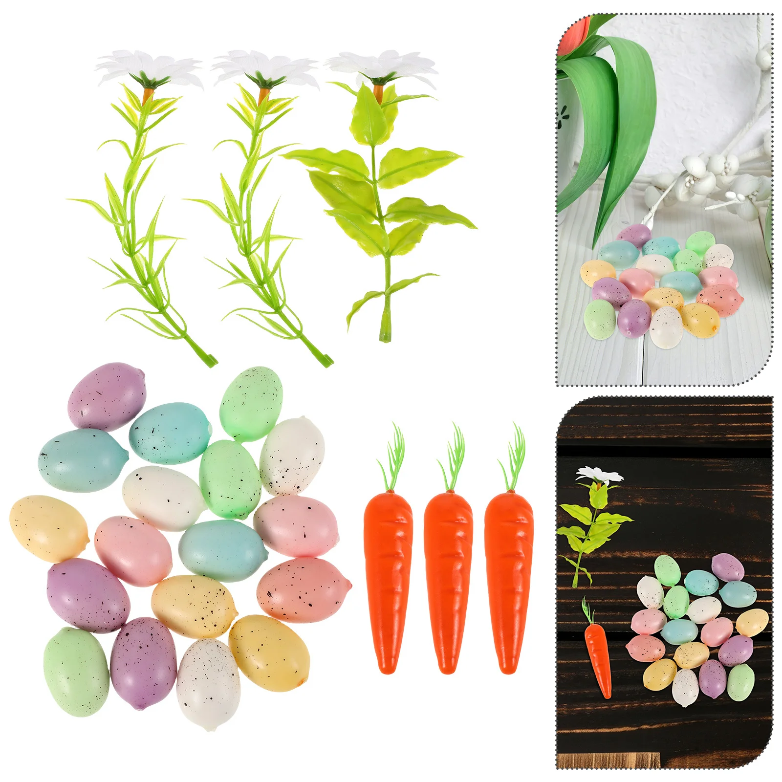 

1Set Easter Egg Carrot Foam Ornaments Mini Colorful Easter for Event Festive Decor Party Egg