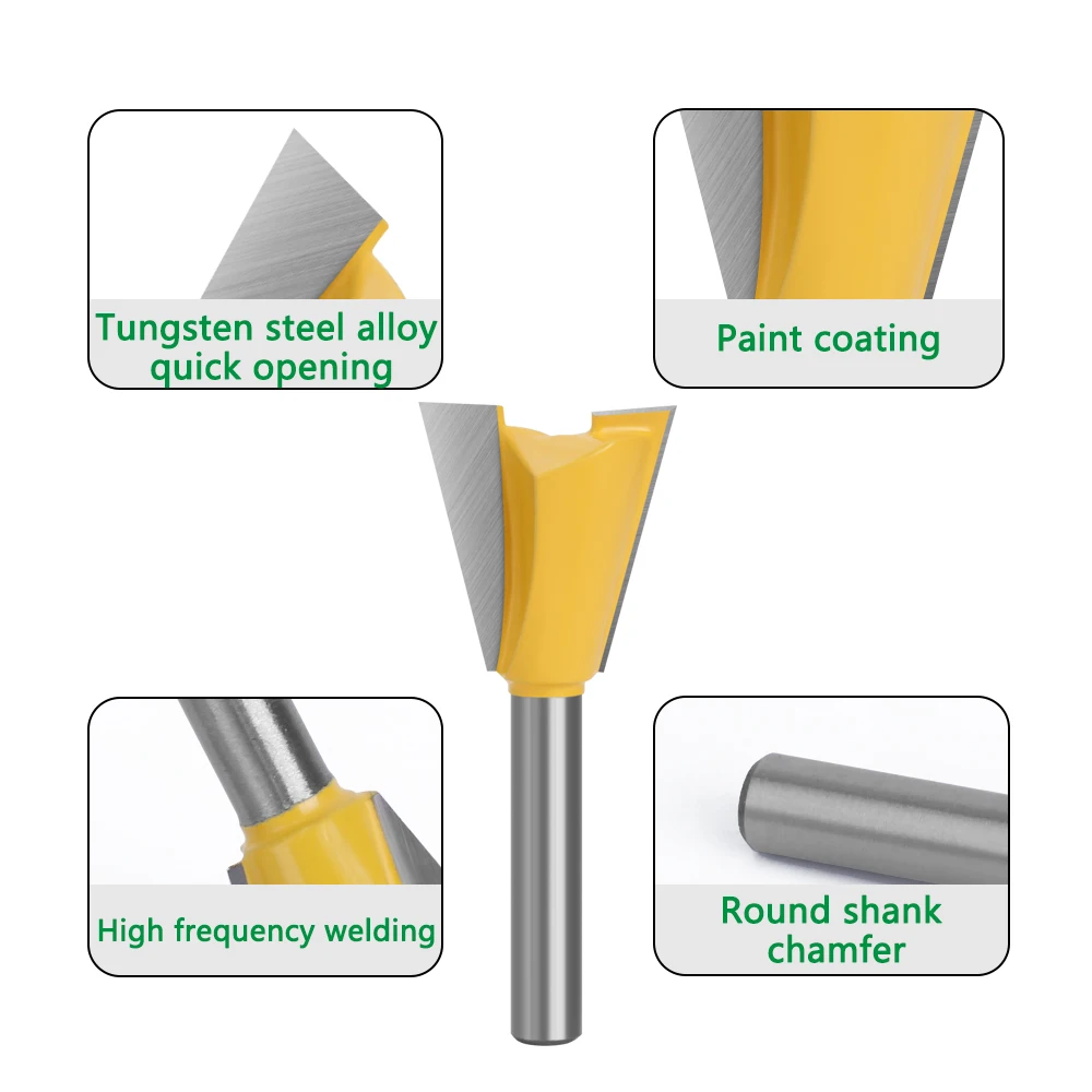 LAVIE 1pcs 6mm 1/4 Shank Dovetail Joint Router Bit Set 14 Degree Woodworking Engraving Bit Milling Cutter For Wood C06026 C07