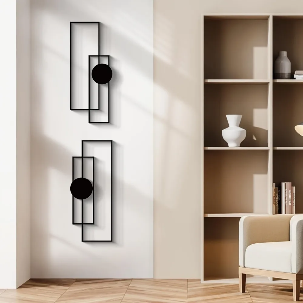 

4-Piece Fashionable Metal Set, Abstract Geometric Sculpture 3D Texture Modern Suitable For Living Rooms, Bedrooms, Bathrooms -