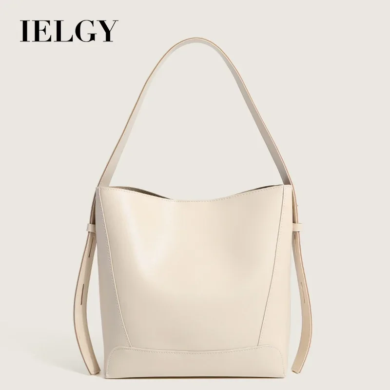 IELGY Ladies Simple Solid Color Commuter Armpit Order Shoulder Bucket Bag All-Match Large-Capacity