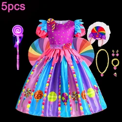 Purim 2024 Kid Disguise Candy Dress Lollipop for Girls Cosplay Costume Fancy Children Mesh Pink Dresses Birthday Party Gift