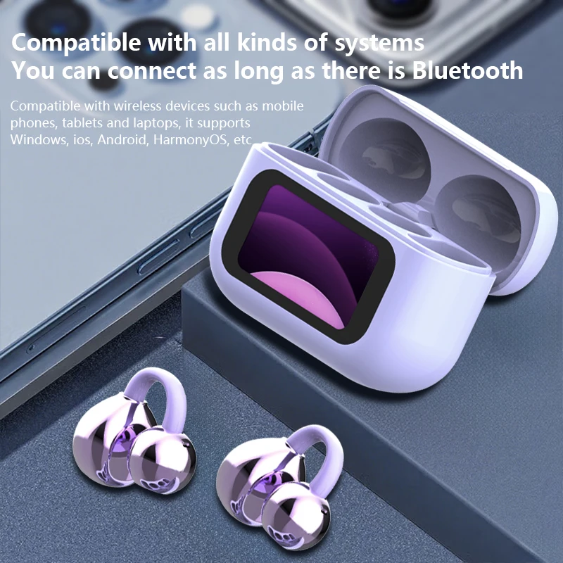 Fones de ouvido bluetooth verdadeiros fones de ouvido sem fio tela colorida led com caso de carregamento sem fio à prova dwaterproof água fones de ouvido com microfone