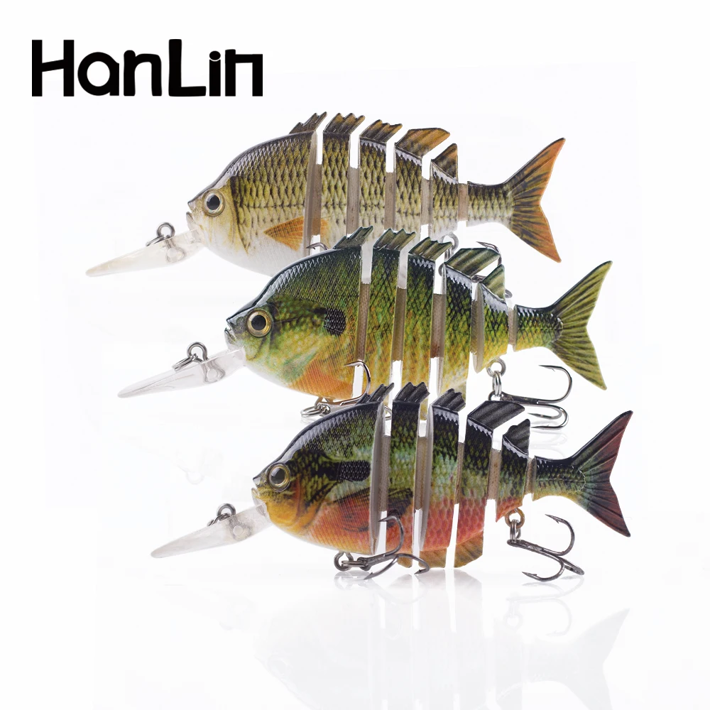 Hanlin 10cm 14g Bluegill Multi Jointed Long Tongue Fishing Lures Floating Shad Baits Wobbler Hard Body Swimbait Sunfish Tackle