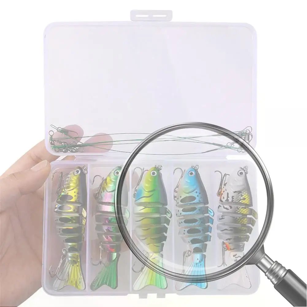 

5 шт. тонущих воблеров для рыбалки, реалистичные многосекционные жесткие приманки, искусственные наживки для окуня и форели