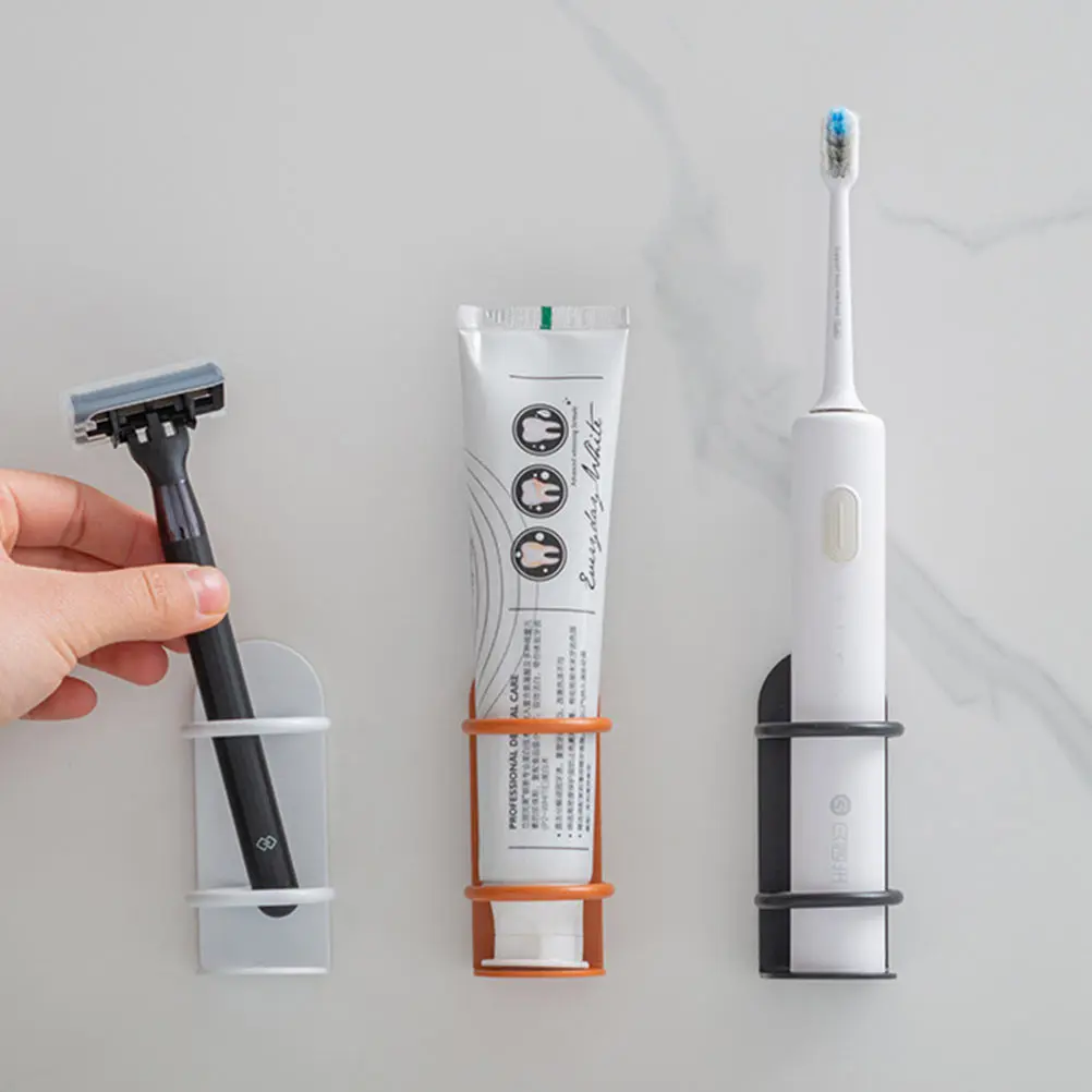 

3pcs Wall-Mounted Electric Toothbrush Rack Heavy-Duty Iron Storage Stand Waterproof Bathroom Toiletry Shelf Non-Marking