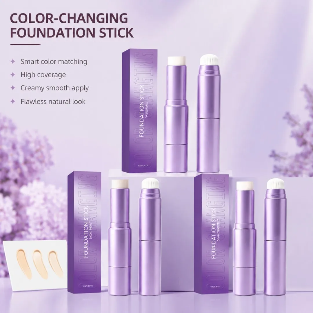2In1 Color Changing Foundation Stick Dual Head Smart Skin Tone Adapt Full Coverage Concealer Moisturizing Flawless Makeup Base