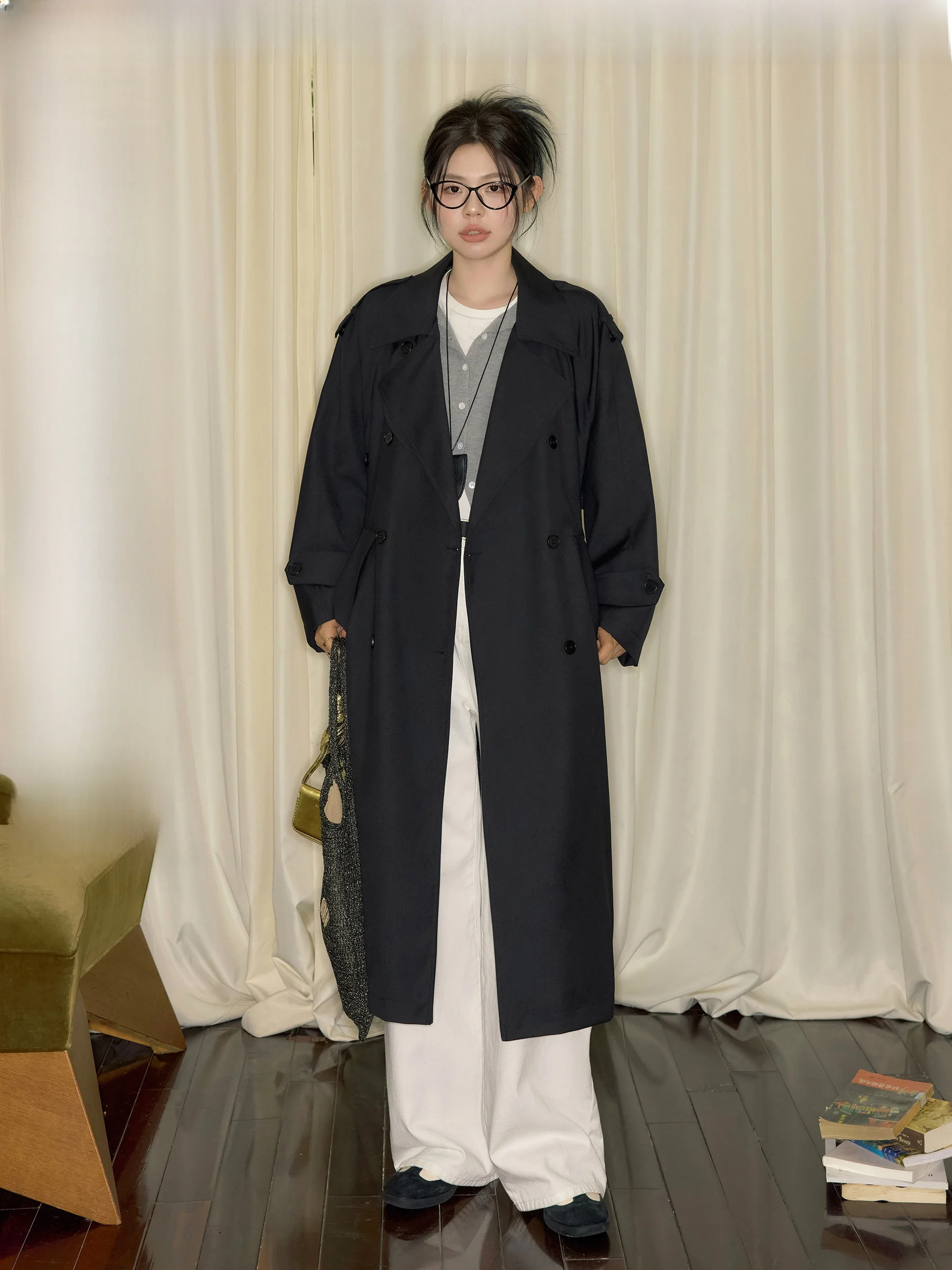 

Пальто-ветровка Jiu Workop "Leading Wind Also" больших размеров, свободного кроя, для полных женщин, модный хит, ветровка больших размеров