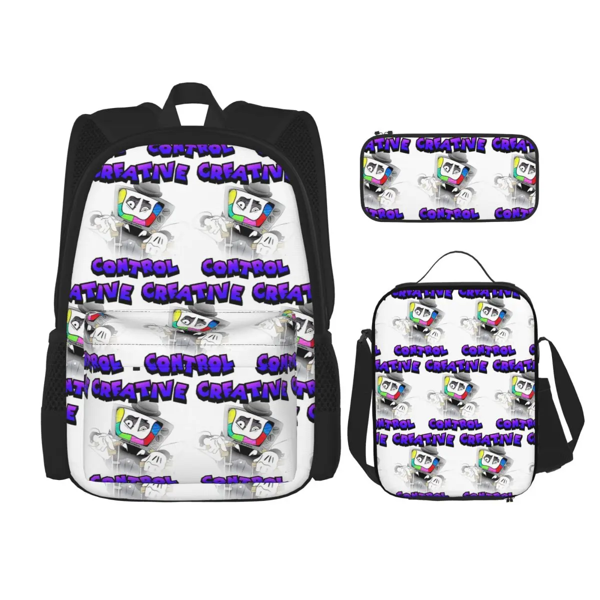 

Creative Control (Mr. Puzzles) (Transparent Version) Backpacks Bookbag School Bags Rucksack Lunch Bag Pen Bag Three-Piece Set