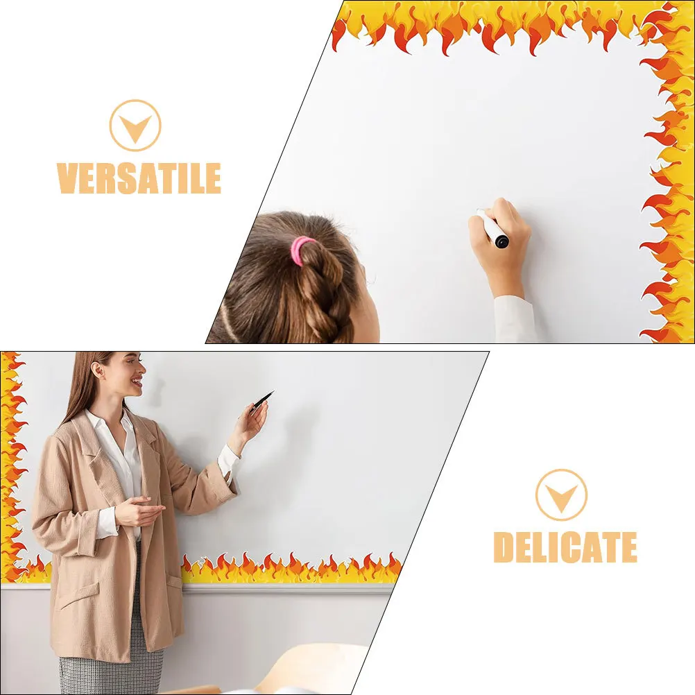 

1 Roll Blackboard Border Sticker Flame Trim Decal for Office Classroom Bulletin Board Decoration Repositionable Flame Border