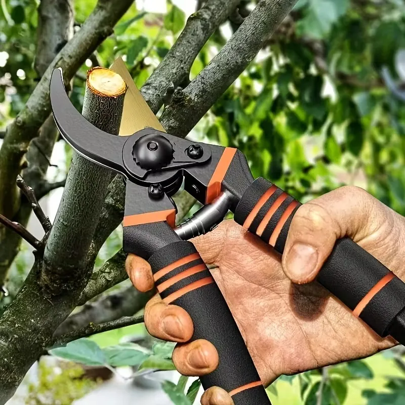 1 Piece of Thick SK5 Steel Pruning Scissors with Anti-Slip Soft Sponge Grip, Ultra Sharp Heavy-Duty Gardening Scissors