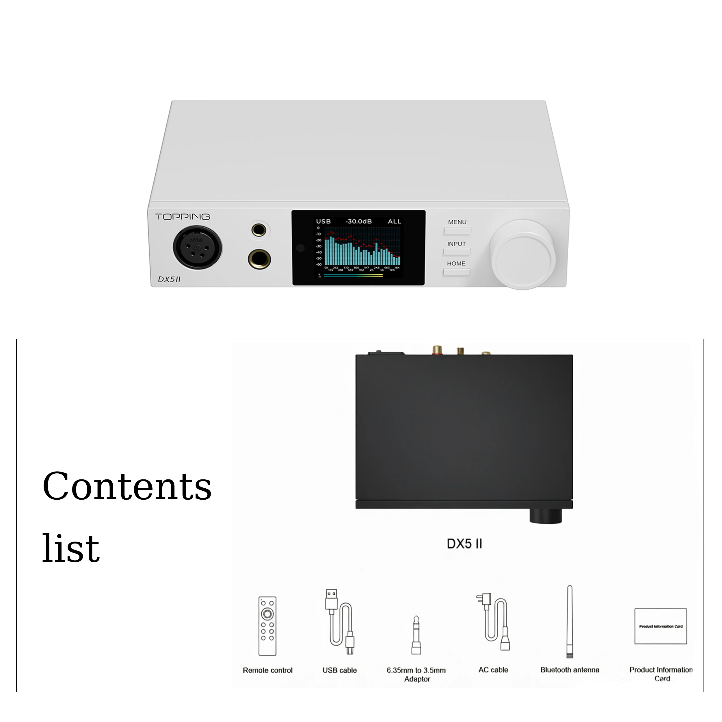 TOPPING DX5 II: hoogwaardige DAC en hoofdtelefoonversterker, dubbele ES9039Q2M X-Hybrid-versterker, 10-bands PEQ, LD.